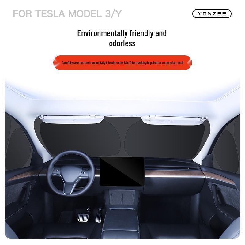 Tesla Model 3/Y Sunshade: Front Windshield Privacy, Heat Insulation, and Sun Protection