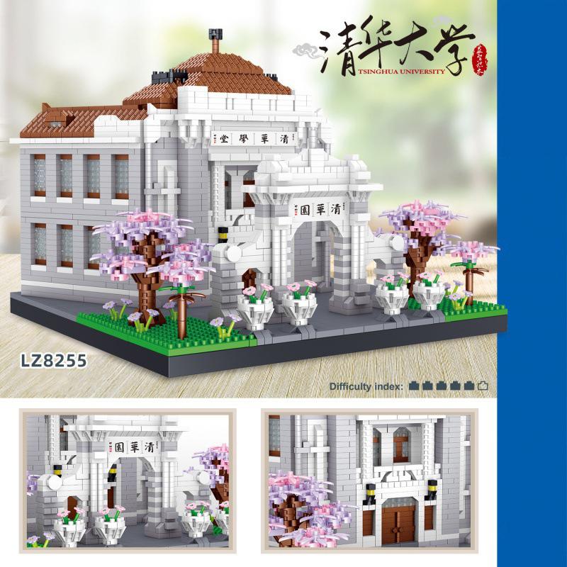 Creative Building Bricks World Famous Historical Architecture Nanobricks China Beijing Tsinghua Campus Micro Diamond Block Toys