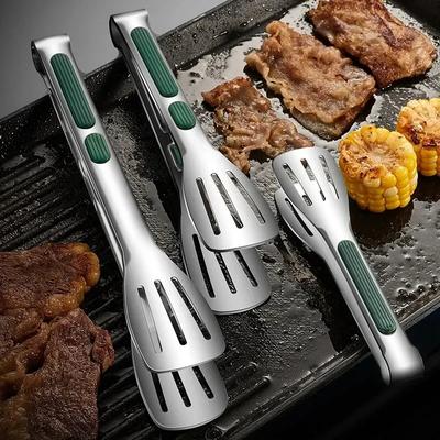 Non Slip 304 Stainless Steel Steak and Bread Clip 7/9/11 Inch Kitchen Tongs Accessories For Cooking Barbecue Frying Buffet Clamp