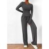 YYFS Pantaloni da donna alla moda casual primavera autunno tinta unita stampa manica lunga scollo a V pantaloni tuta