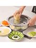 3-piece Stainless Steel Kitchen Set, Including Grater, Filter and Draining Bowl. Multi-functional for Slicing, Washing Fruits, Vegetables and Cheese.