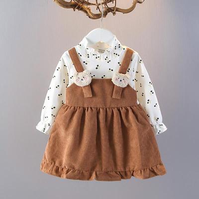 2025 Girls' Cute Cherry Teddy Bear Long-Sleeve Dress – Spring & Autumn Collection