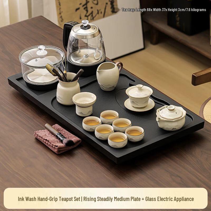 Ink Wash Ceramic Tea Set with Automatic Water Dispenser