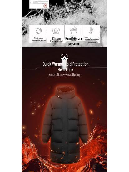 Herren Winter Mittellange Daunenjacke - Lässig, Warm, Lockerer Schnitt, Über das Knie, Verdickter Mantel mit Entendaunen.