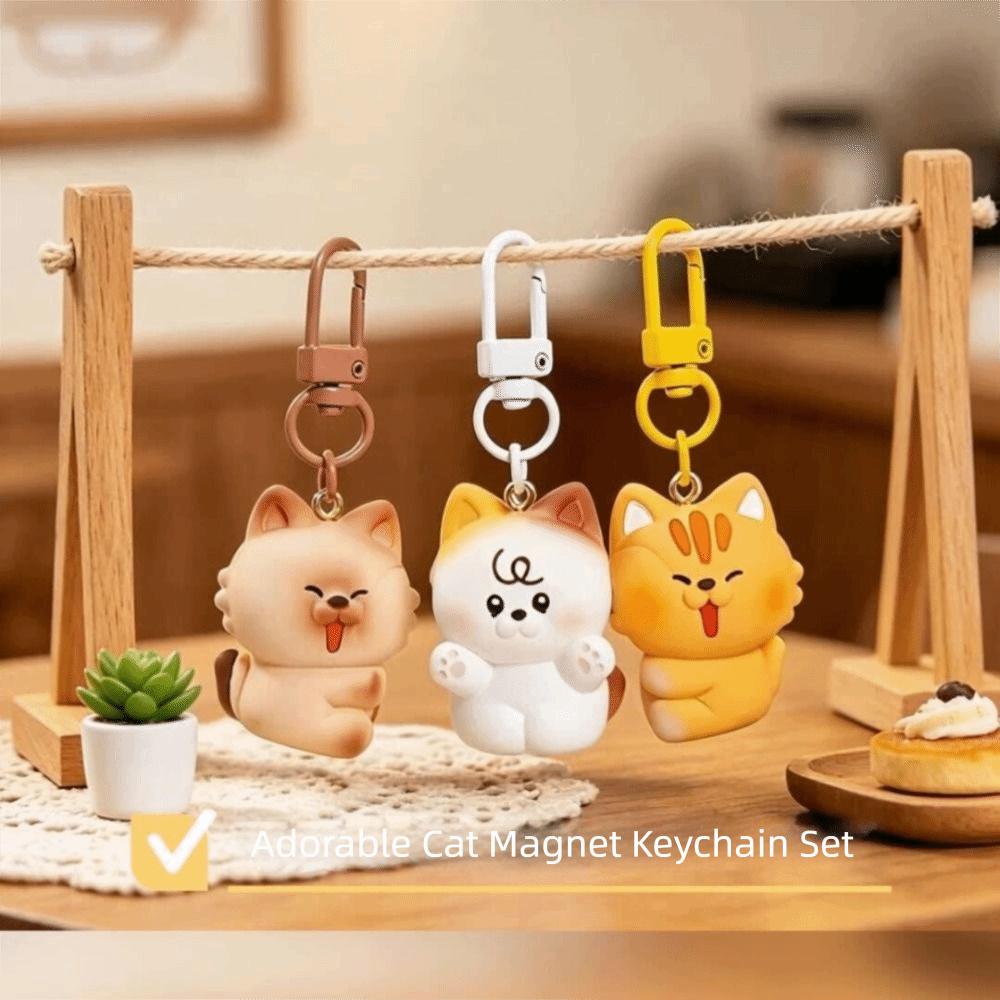 3 Pcs Set Cartoon Animal Keychain Resin Keychain Sets Portable Backpack Ornament  Backpacks