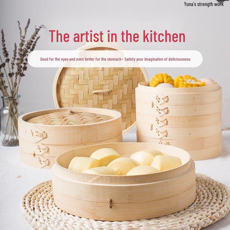 Commercial Handmade Bamboo Steamer for Dim Sum, Xiaolongbao, Mantou, and Rice