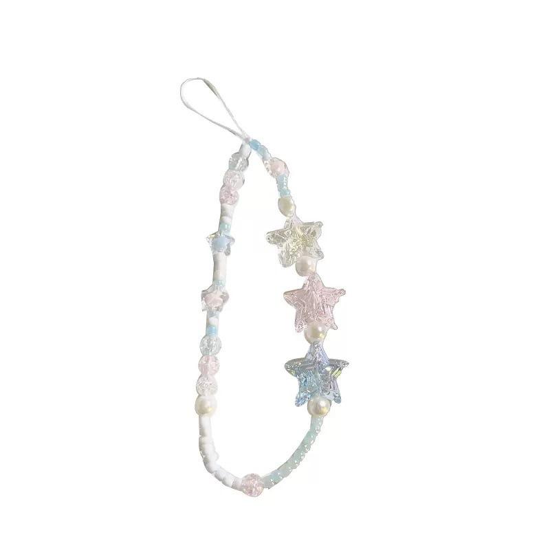 Colorful Heart Beaded Wrist Lanyard: Korean Phone Case Accessory