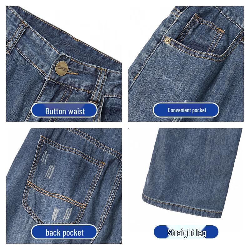 Maoren Men's Tencel Lyocell Casual Straight-Leg Jeans