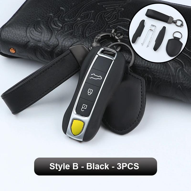 Leather Fob Remote Keys Case Key Cover Key Shell Replace For Porsche Boxster Cayman 911 Panamera Cayenne Macan