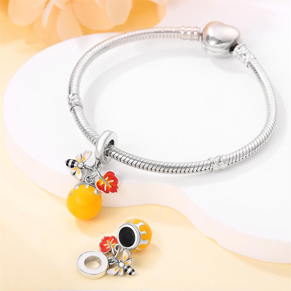 Charms Original Copper Maple Leaf Bee Pendant Beads Fit Bracelet Diy Fine Gift Women Delicate Jewelry Accessory