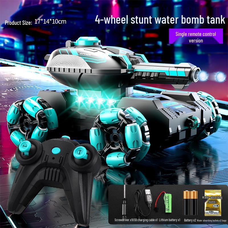 2.4G Water Bomb RC Tank Car with Gesture Control - Drifting Armored Off-Road 4WD Toy Standard with Single Battery