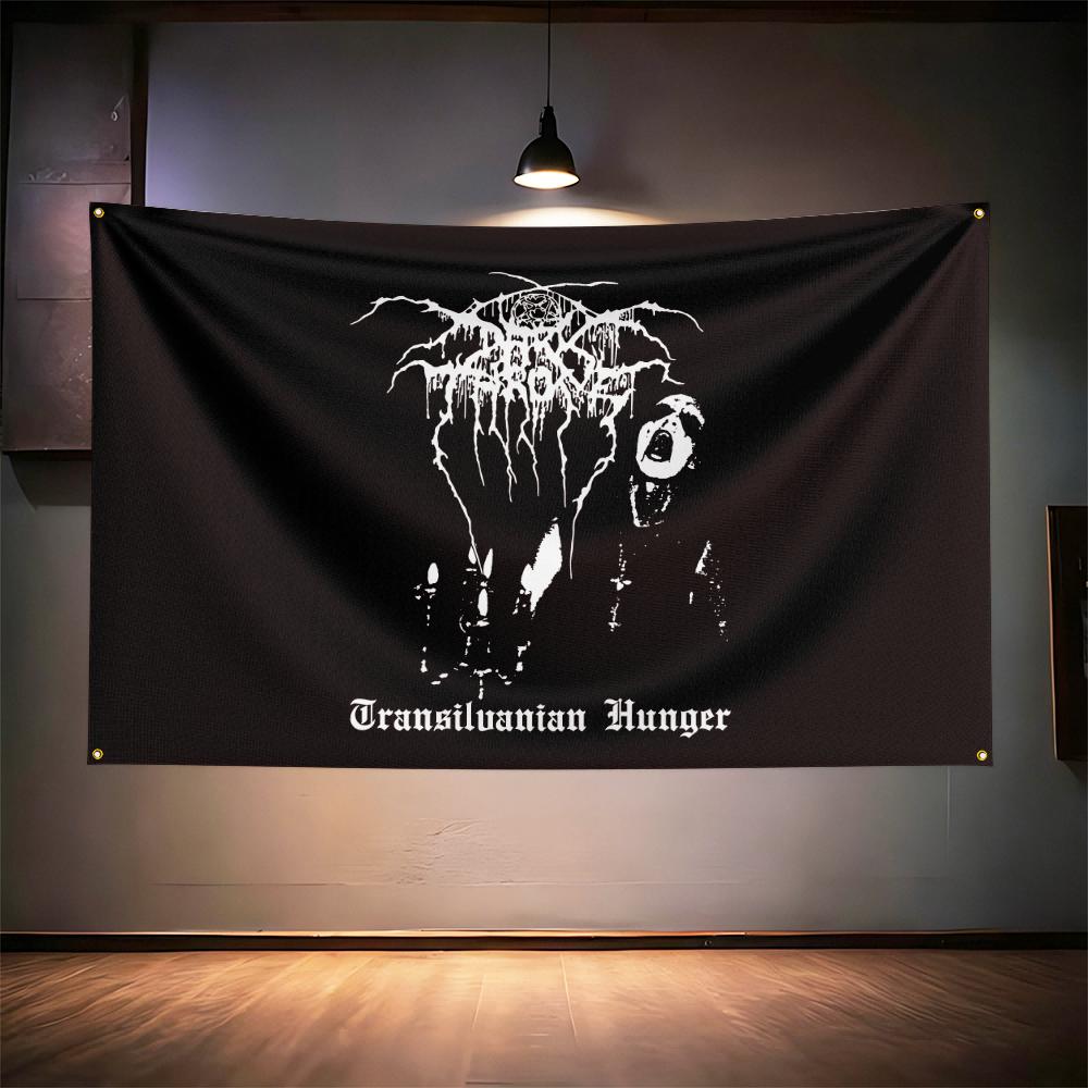 Vlajka rockovej hudby 3x5 stôp Pre fanúšikov Darkthrone Transparent HD tlač Mosadzné očká Dekorácia steny garáže, spálne, obývacej izby, internátu Tapiséria