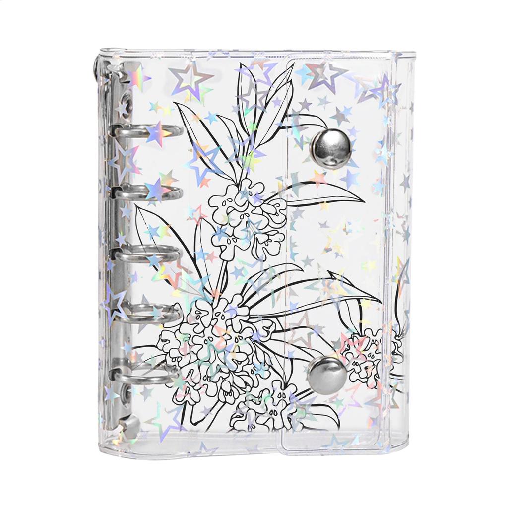 Binder Sleeves PVC Personal Journal Storage Binder With Star Pattern Personal Organizers Protection for Teens Girls Youth Kid