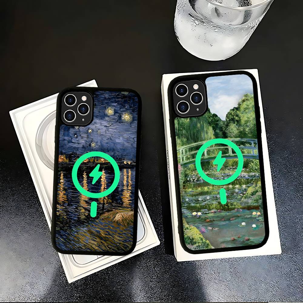 Van Gogh Oil Painting For IPhone 17 16 15 Pro Max Case 14 Plus 13 12 11 For Magesafe Magnetic Wireless Charge Cover