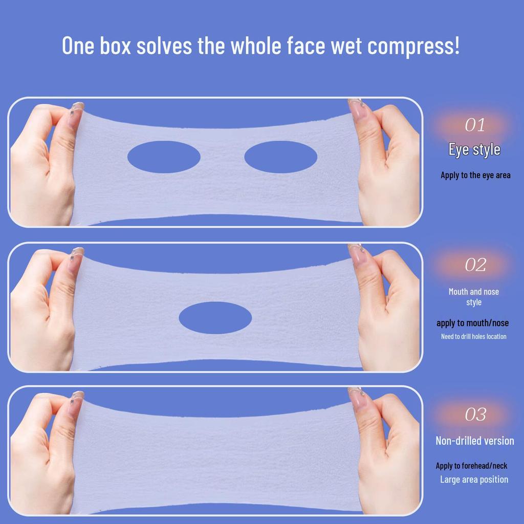 Dehnbare Feuchtigkeits-Baumwollpads - 3-in-1 feuchte Kompressen Gesichtsmasken (Boxed)