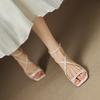 Fashion 2025 Summer Women Shoes Peep Toe Women Sandals Split Leather Pumps Slingback Elegant Gladiator High Heels Party Shoes