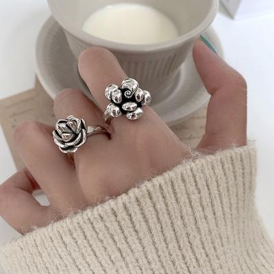 Hot Sell Trendy Rose Flower Thai Silver Ladies Party Rings Wholesale For Women Birthday Gifts No Fade