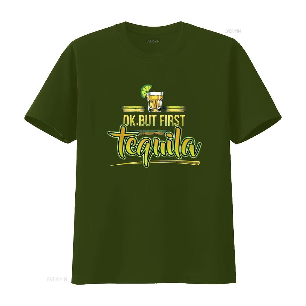 OK But First Tequila Mexican Party Shots Fun Weeke Women s  T Shirt with Trendy Prints Perfect for Summer vintage Washed
