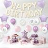 Lausatek Birthday Balloon Decoration Set Balloons Garland 'HAPPY BIRTHDAY' Letters Heart Star Clear Dot Decorations Kids Boys Girls Muted White Purple