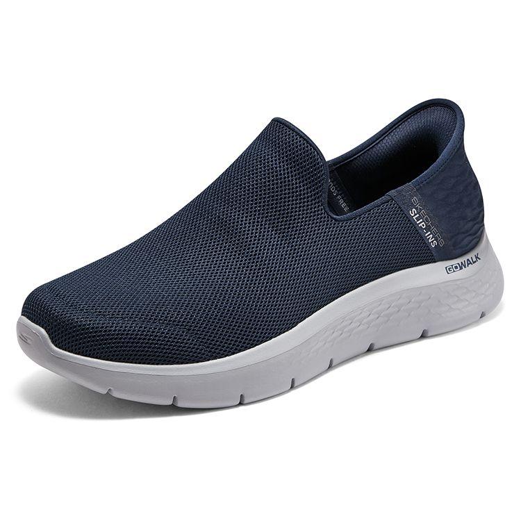 Skechers Slip-Ins Flash Series Mesh Round Toe Lace-Up Low-Top Casual Shoes Men sneakers Blue White 216491-NVY