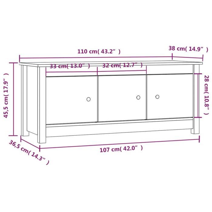 VidaXL Armoire à chaussures 110x38x45,5 cm Bois de pin massif 814599