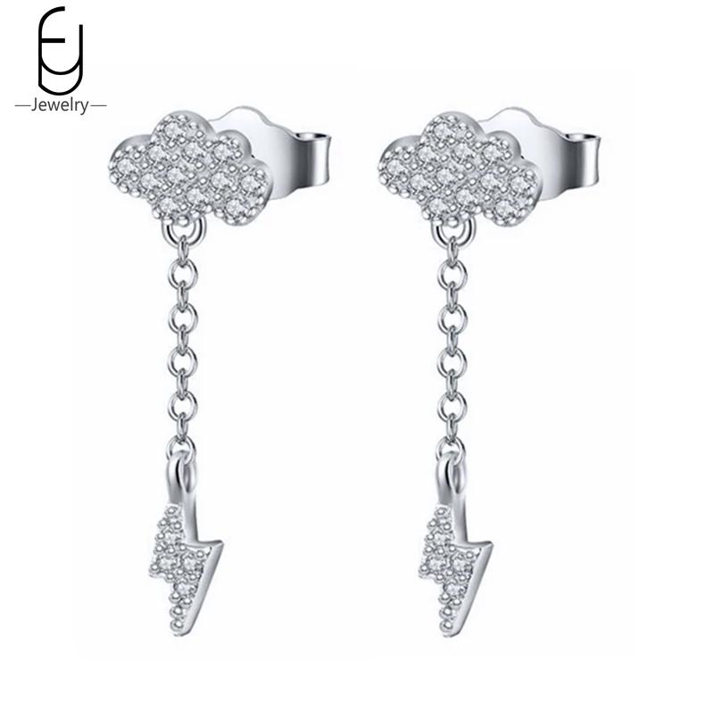 925 Silver Needle Vintage Gold Earrings for women Fashion Lightning Pendant Hoop Earrings Wedding High Luxury Jewelry