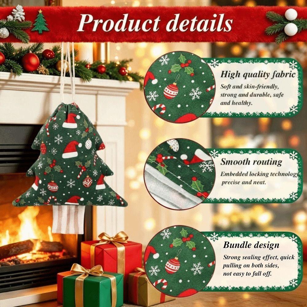 Drawstring Design Christmas Gift Bags Flannel Christmas Tree Shaped Bags Xmas Candy Supplies