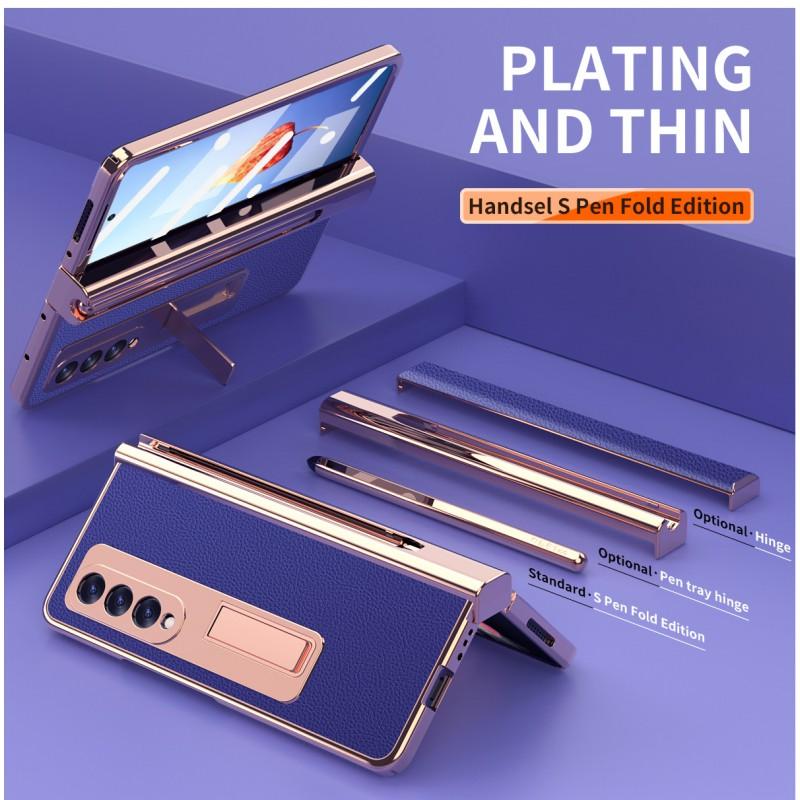 Fold 4 Case With Pen Slot S Holder Full Coverage Shockproof Leather PC Cover Galaxy Z 5 3 2