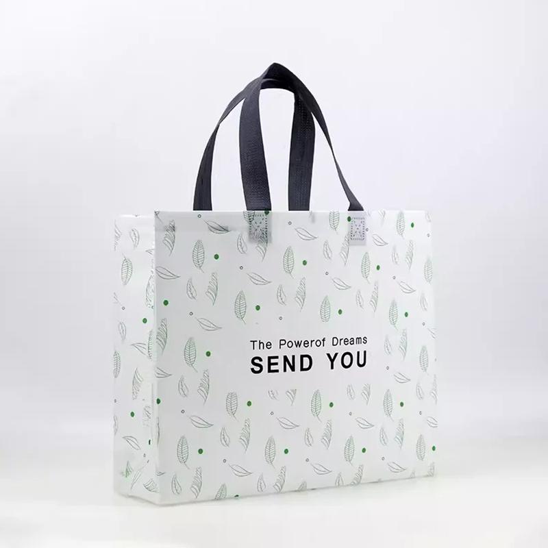 10PCS Rose Printing Packaging Shopping Bag Handle Waterproof Non Woven Fabric Gift Bags Black Clothing Store HandBag