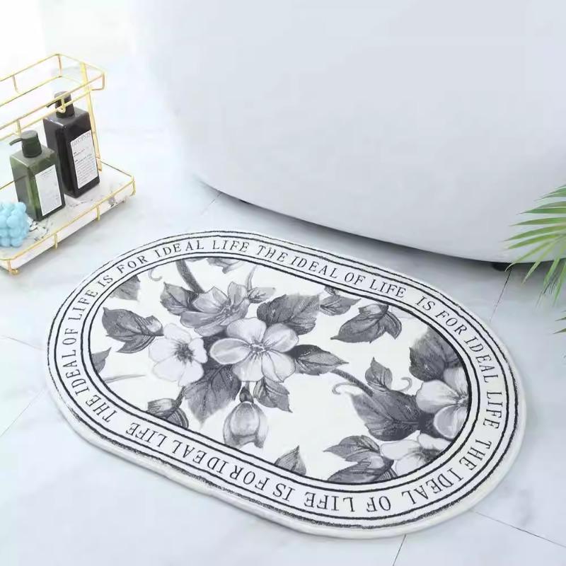 Nordic retro printed carpet imitation cashmere bedroom bedside blanket bathroom door mat set living room door floor mat