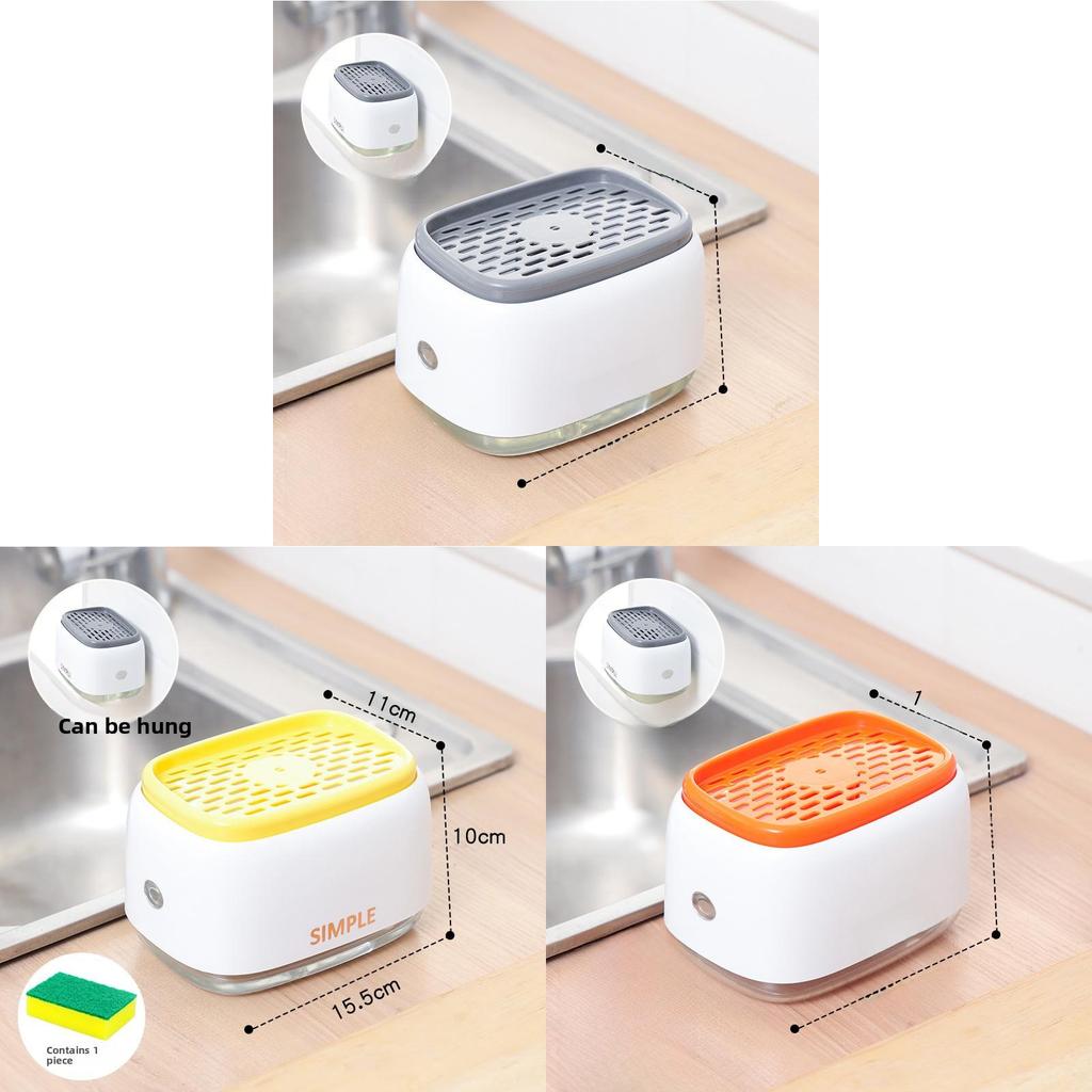 Kitchen Dish Brush With Soap Dispenser And Plastic Holder For Easy Cleaning