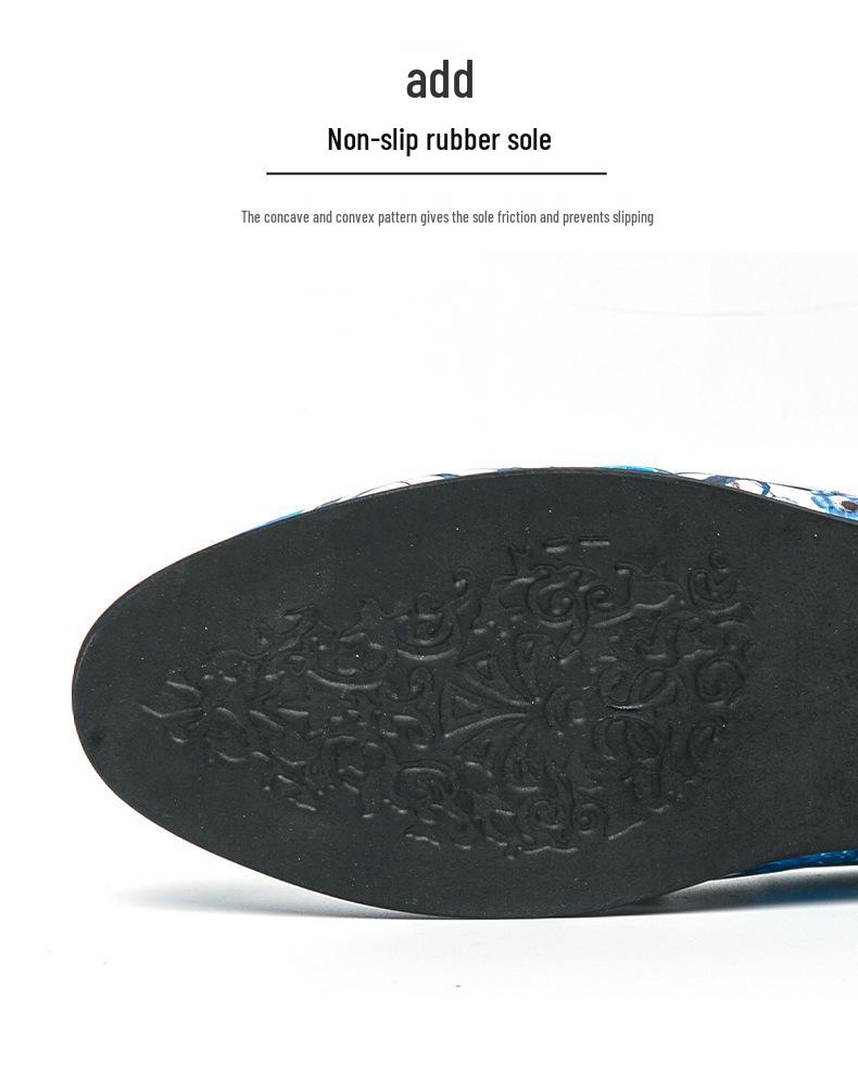 Men's Large Tassel Slip-on Loafers - Chinese Style Printed Casual Leather Shoes