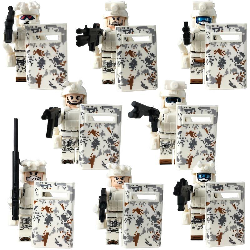 Populära militära byggklossar, specialstyrkor, beväpnad specialpolis, minikaraktärer, handgjorda leksaker, actionfigurer och present