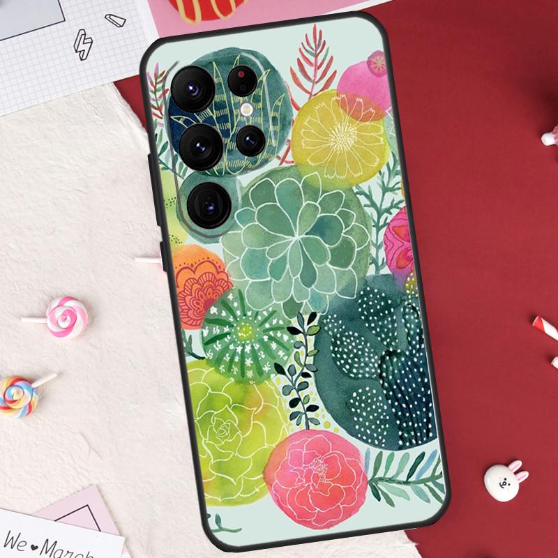Kaktus Sukkulente Hülle Für Samsung Galaxy S26 Ultra S20 S21 S22 S23 S24 S25 Ultra S10 Plus S25 FE Hülle Schale