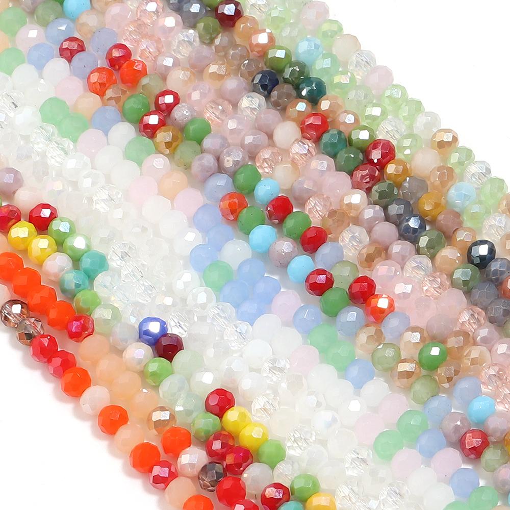 1 Strand 3x2mm Faceted Crystal Beads AB Mixed Color Glass Loose Spacer Bead For Jewelry Making DIY Necklace Bracelet Accessories