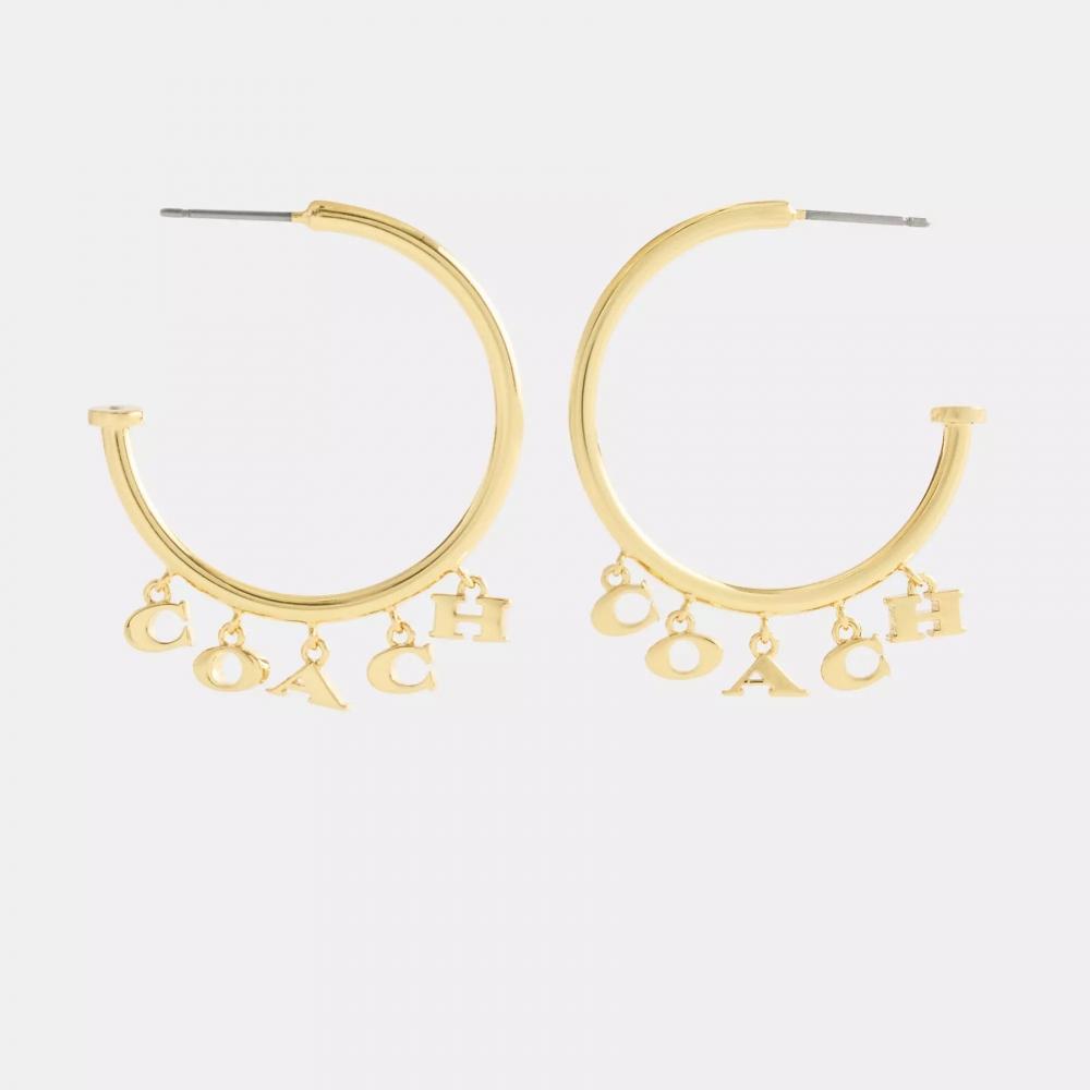 Coach Coach Charms Hoop Earrings Gold