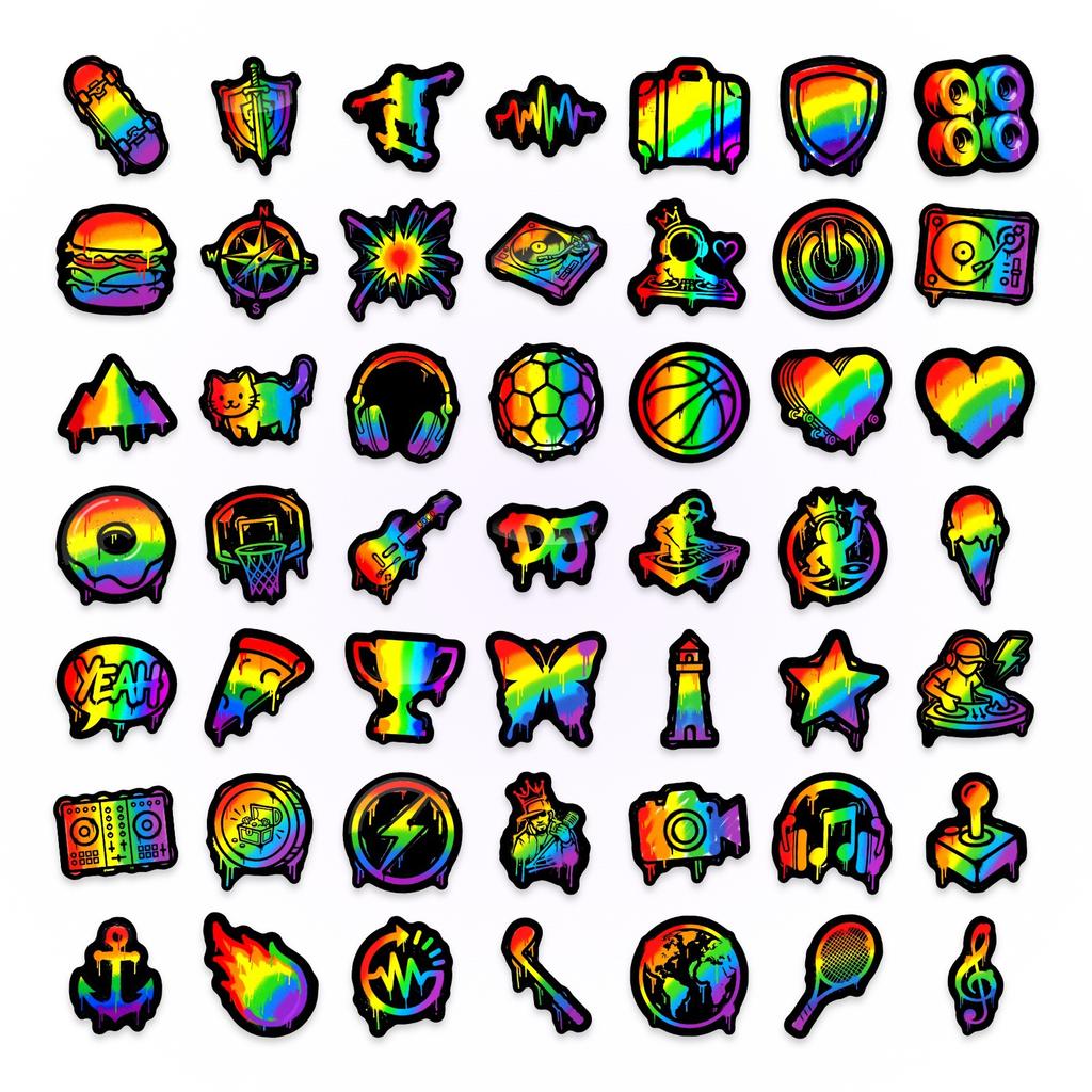 50 New Neon Stickers Car Trunk Mobile Phone Water Cup Decorative Stickers Notebook Handbook Stickers Waterproof