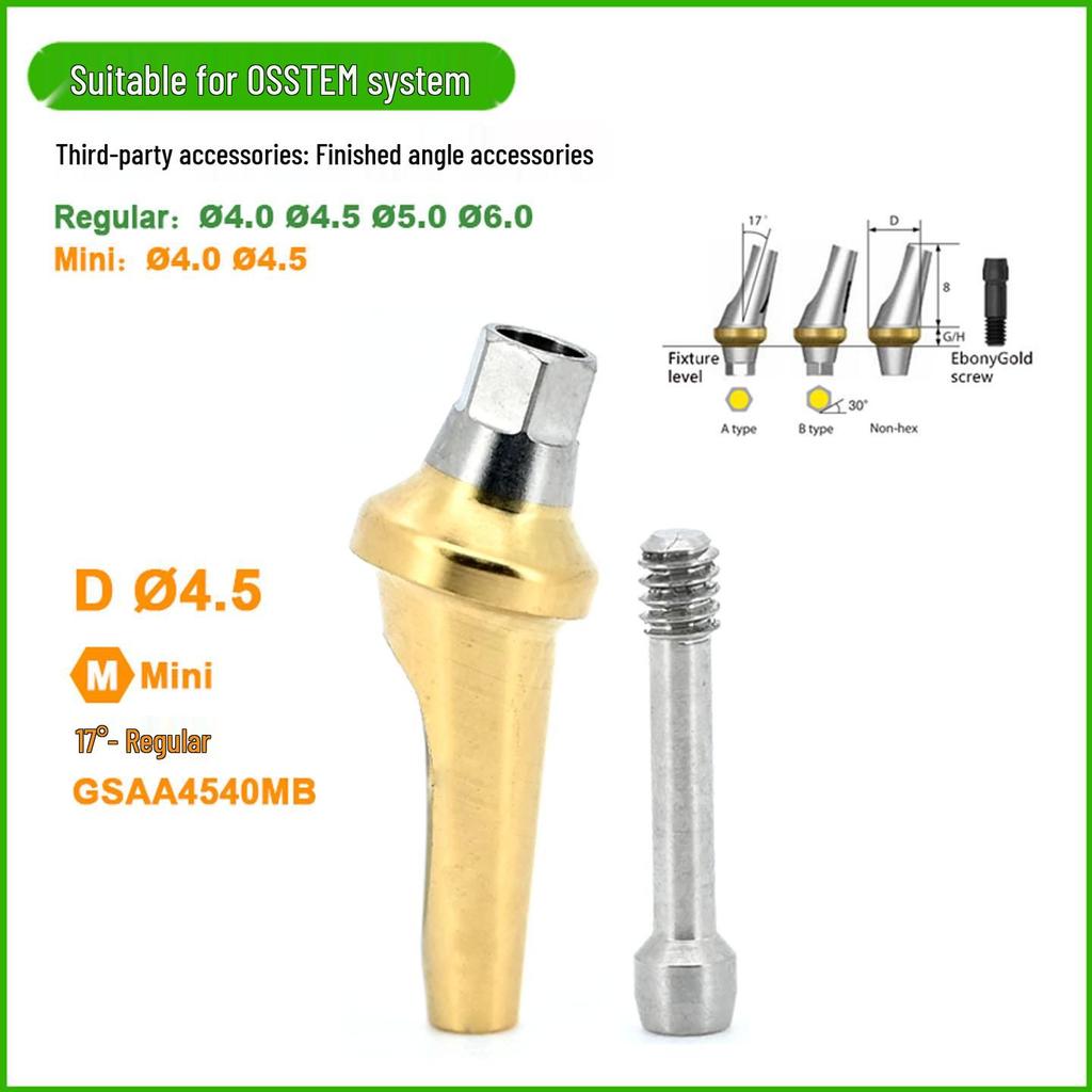 Kompatibler Titan-Basisaufbau für OSSTEM-Implantate: Abgewinkelte Einzelkronen-Restauration