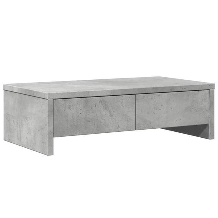 VidaXL Support de moniteur avec tiroirs gris béton bois d'ingénierie, support d'écran, étagère de moniteur, base de moniteur 854664
