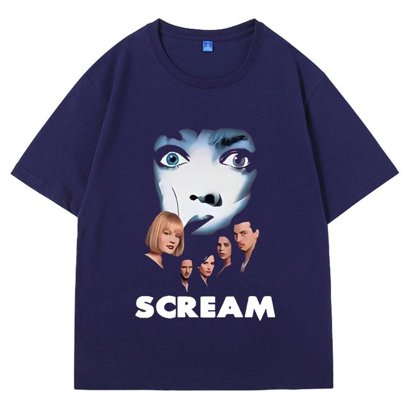 Limitiertes Horrorfilm Scream T-Shirt Billy Loomis Print T-Shirt Kurzarm Herren Damen Hip Hop Vintage Übergroße T-Shirts Kleidung