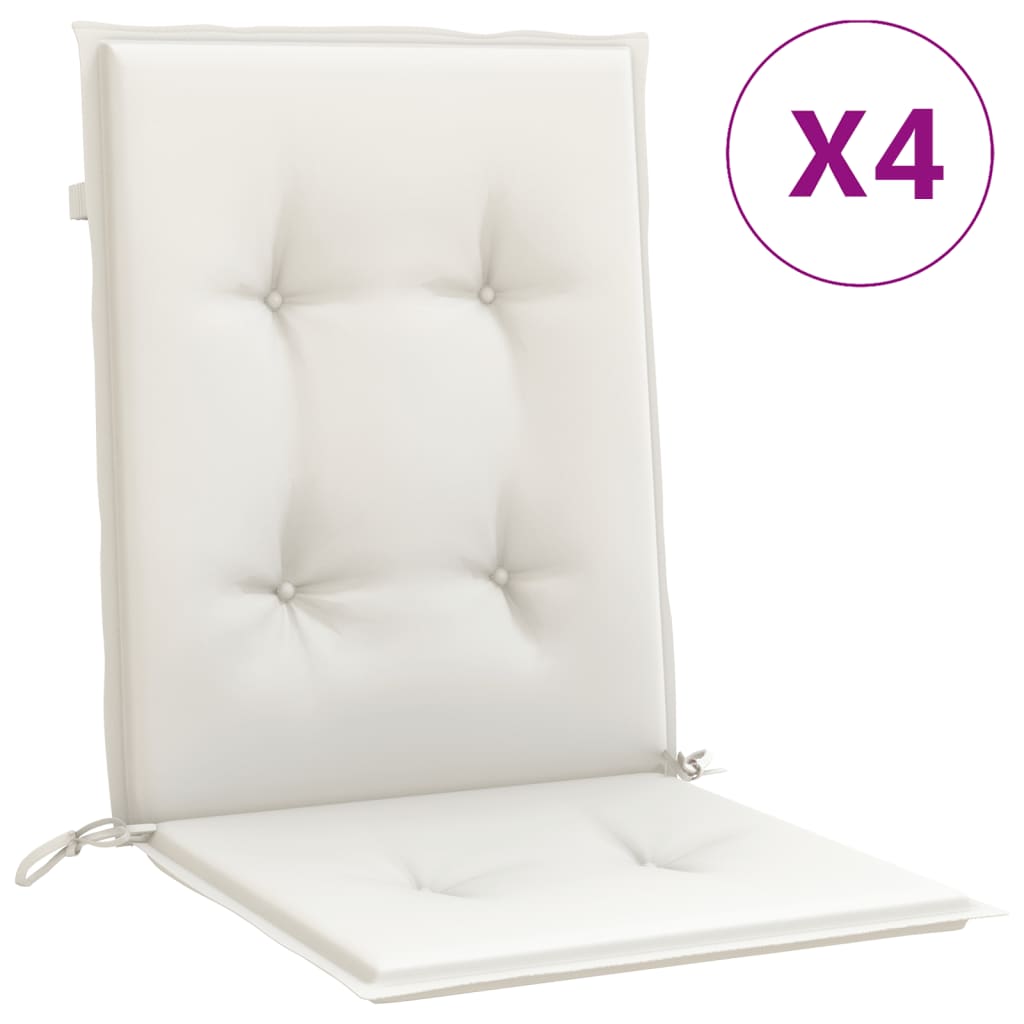 Low Back Chair Cushions 4 pcs Melange Cream 100*50*4 cm Fabric