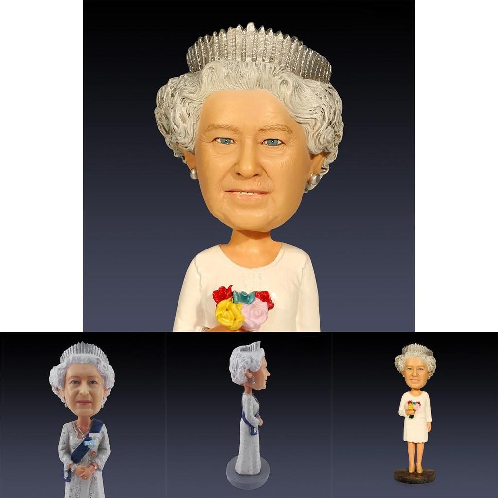 La Reine 70e Jubilé de Platine Statue Tête Bobble Matériau Résine Lourde Peinture Faite à la Main Décoration Maison Bureau