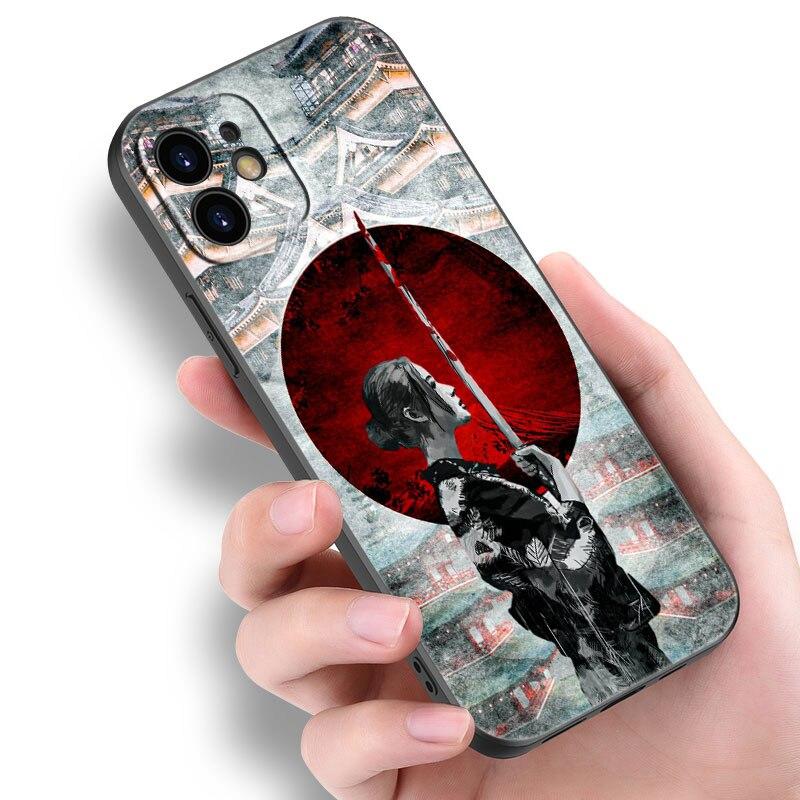 Japanese Samurai Phone Case For Apple iPhone 14 13 12 Mini 11 Pro Max 7 8 XR X XS 7 8 Plus SE 2020 2022 Black Soft Cover