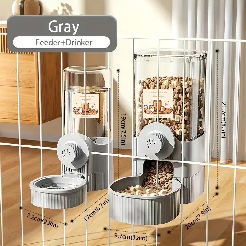 Hanging Automatic Pet Feeder Water Dispenser, Gravity Cat Feeder Waterer Set with Bowl Container for Pet Cage