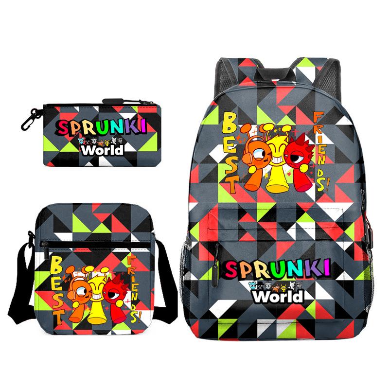 

3D New Game Rhythm Box Sprunki School Bag Backpack Elementary and Secondary School Backpack Crossbody Bag Pencil Bag D 17 inch backpack