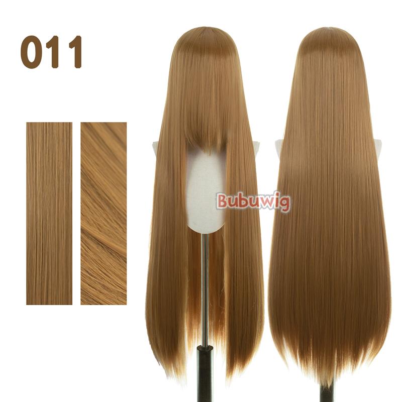 Bubuwig Synthetic Hair 100cm Long Straight Pure Color Cosplay Wigs Over 100 Colors Black White Red Blue Brown Wig Heat Resistant
