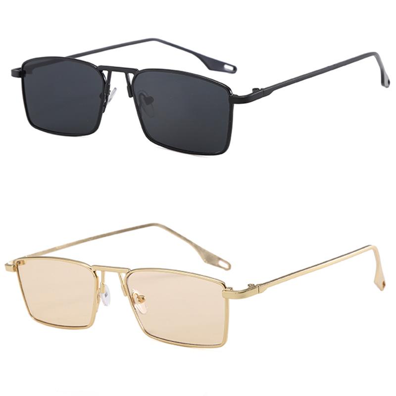 2PCS High Quality Square Metal Sunglasses Women Men Exquisite Fashion Luxury Sun Glasses Beach Travel Male Female Glasses UV400