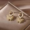 Three-piece set of copper inlaid synthetic zirconia elegant fairy-like butterfly wing pendant earrings and necklace, sparkling luxurious wedding