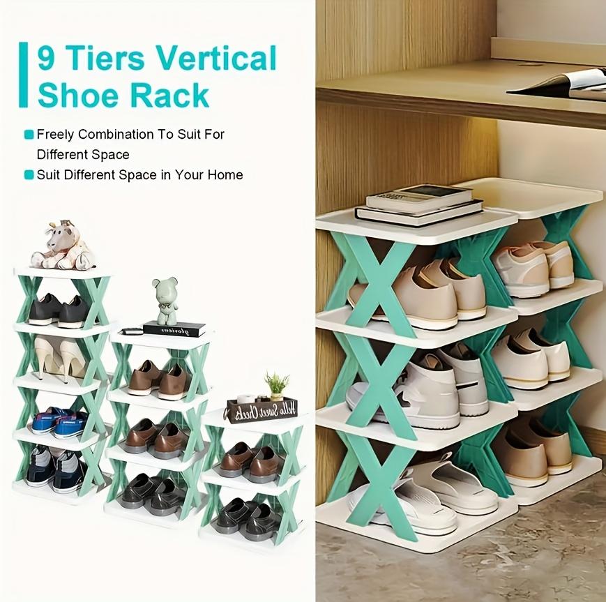 2-Tier Space-Saving Foldable Shoe Rack, Suitable for RVs, Bathrooms, and Dormitories - Durable PP Plastic, Compact Lightweight Storage Box
