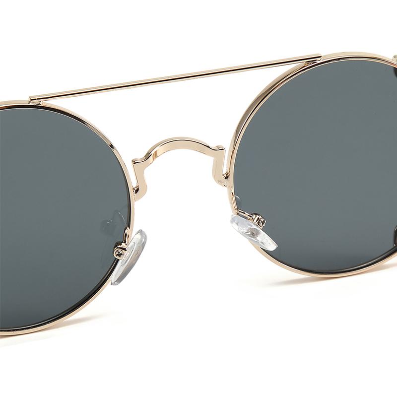 Cyberpunk Round Frame Sunglasses for Men Stainless Steel Hollowed Out Mirror Legs Avant Garde Fashion